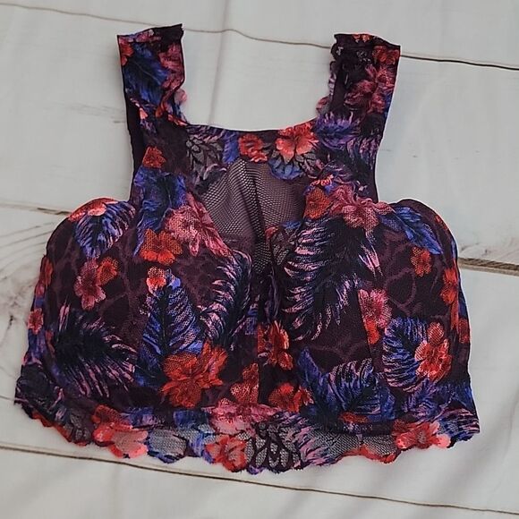 𝅺womens Victoria's Secret Pink Bralette size Small Beautiful Flower Fall Colors - Picture 1 of 6